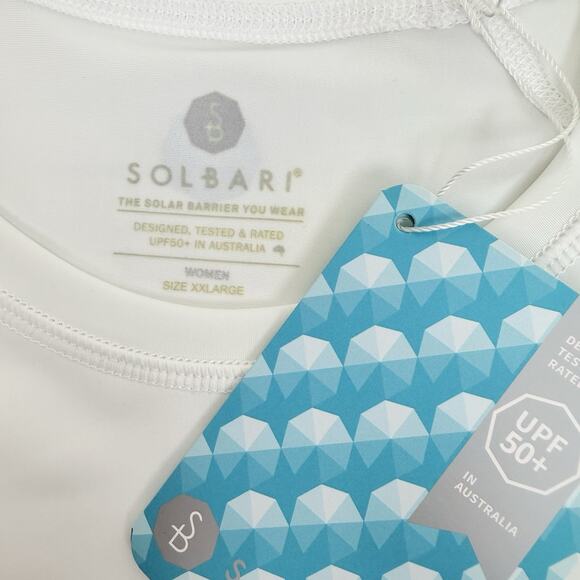 Solbari Long Sleeve Swim Rash Guard Shirt Womens XXL UPF 50+ White Comfort - Picture 10 of 16